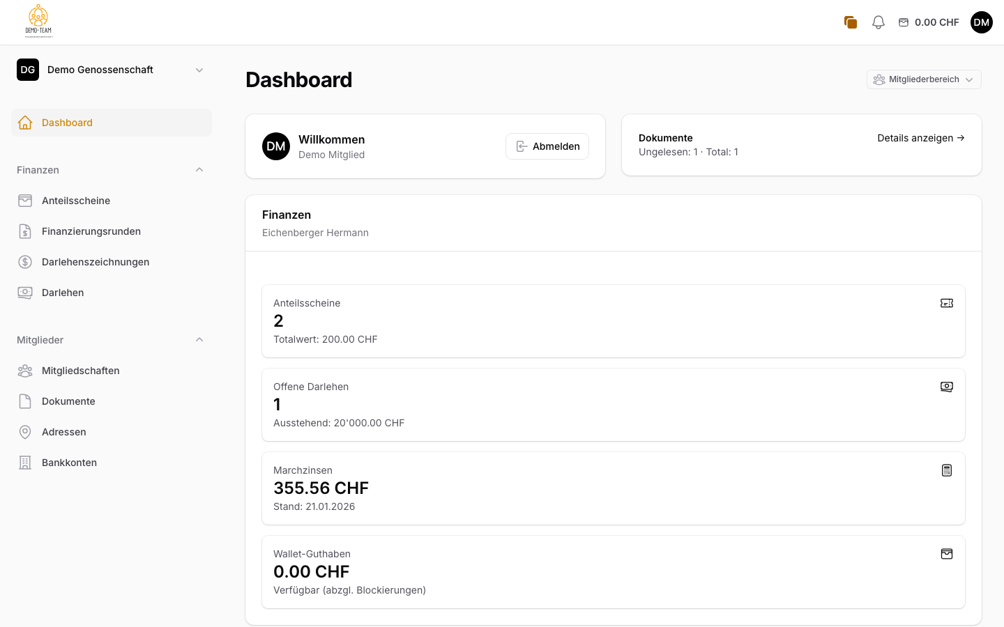 Mitglieder-Dashboard
